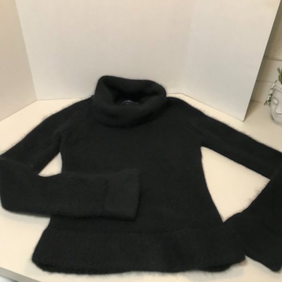 French Connection - Black Angora/Wool Blend Turtleneck - Size Small - Picture 2 of 10
